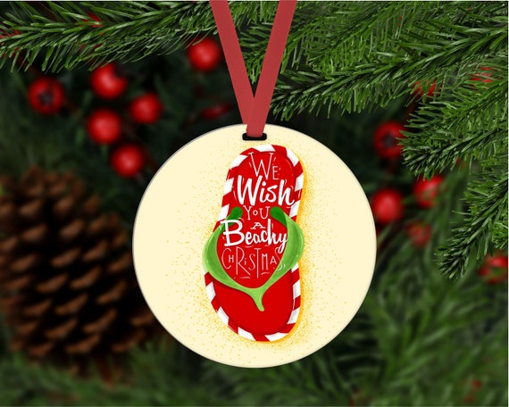 Christmas Ornament Flip Flop Ornament Beach Christmas - Etsy