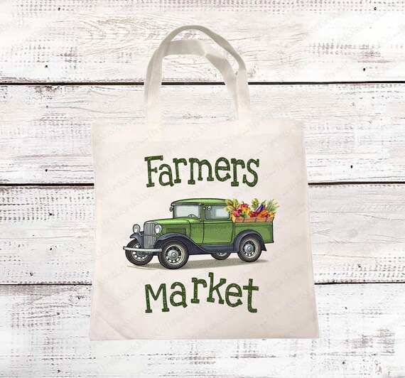 Farmers Market Reusable Grocery Shopping Tote Bag Sizes and