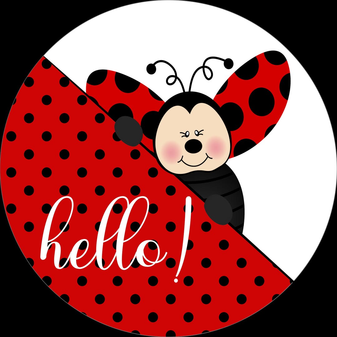 READY-TO-PRESS, Hello Peeking Ladybug Round Sublimation Transfer- Heat ...