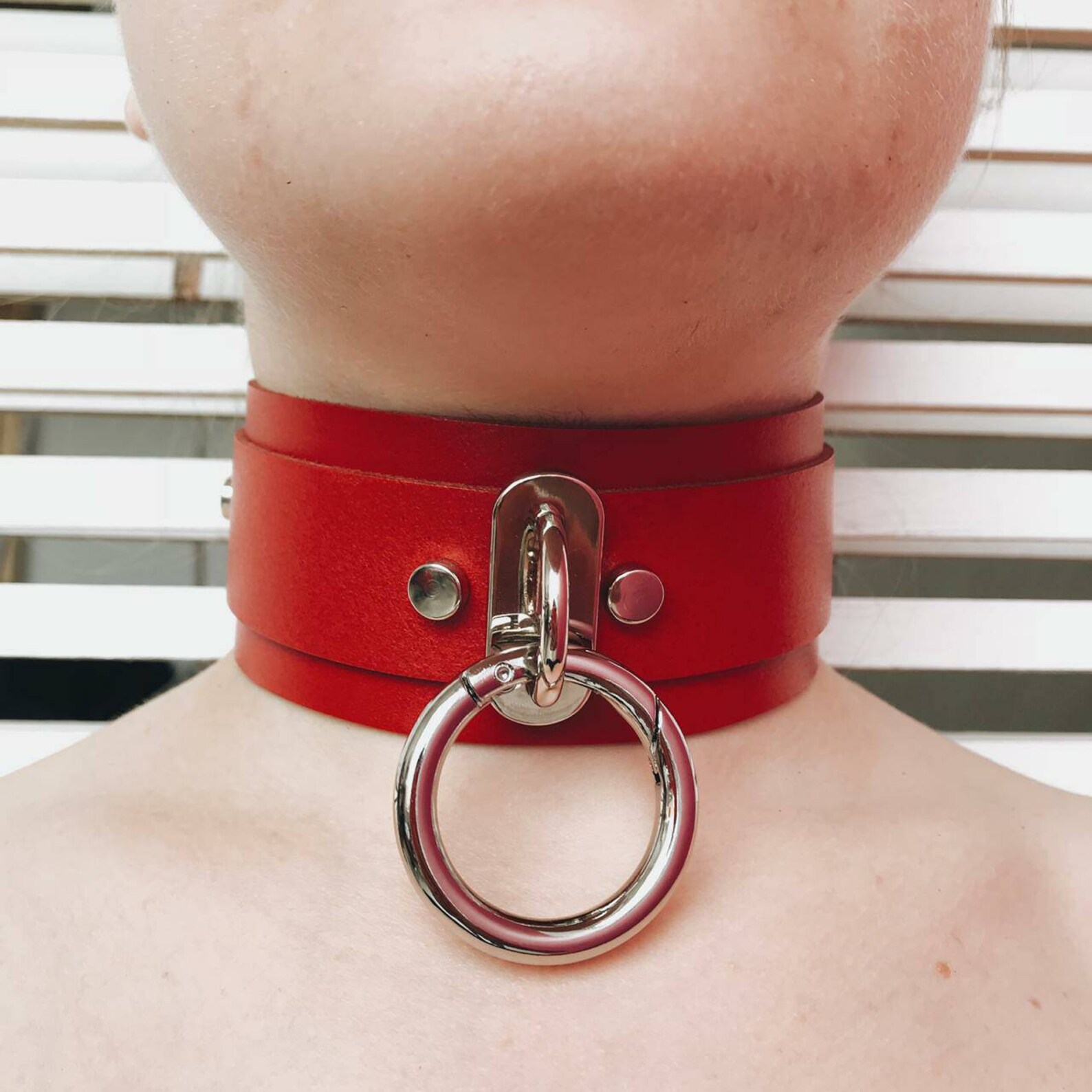 Leather Oring choker BDSM Collar BDSM leather cuffs Etsy