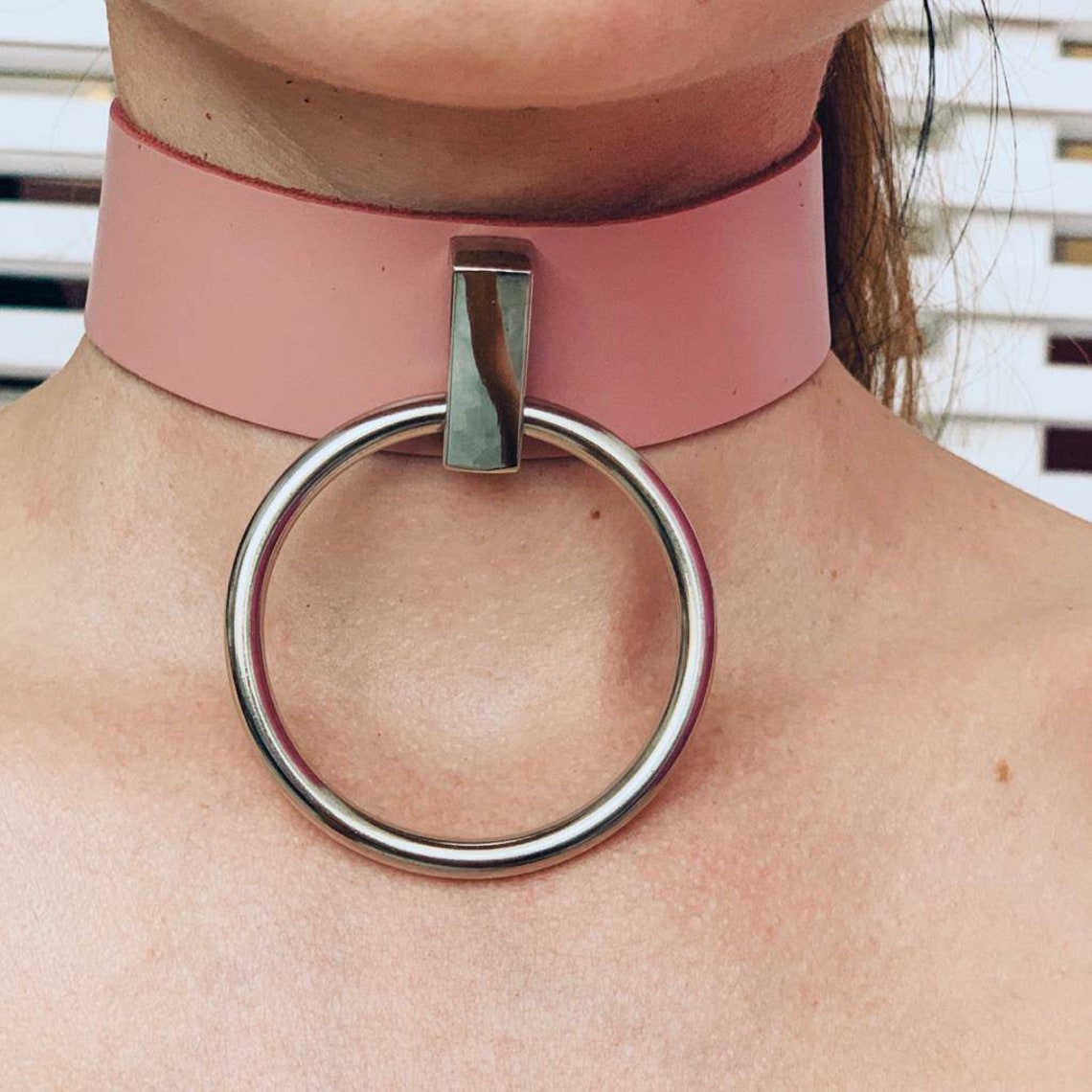 Leather Oring choker BDSM Collar Submissive collar Fetish Etsy