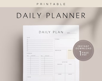 Daily Planner, Printable, Instant Download, A4, A5, US Letter