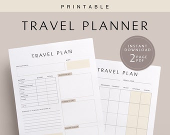 Travel Planner, Printable, Instant Download, A4, A5, US Letter