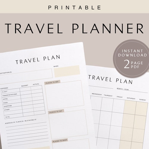 Travel Planner Printable Instant Download A4 A5 US Letter | Etsy