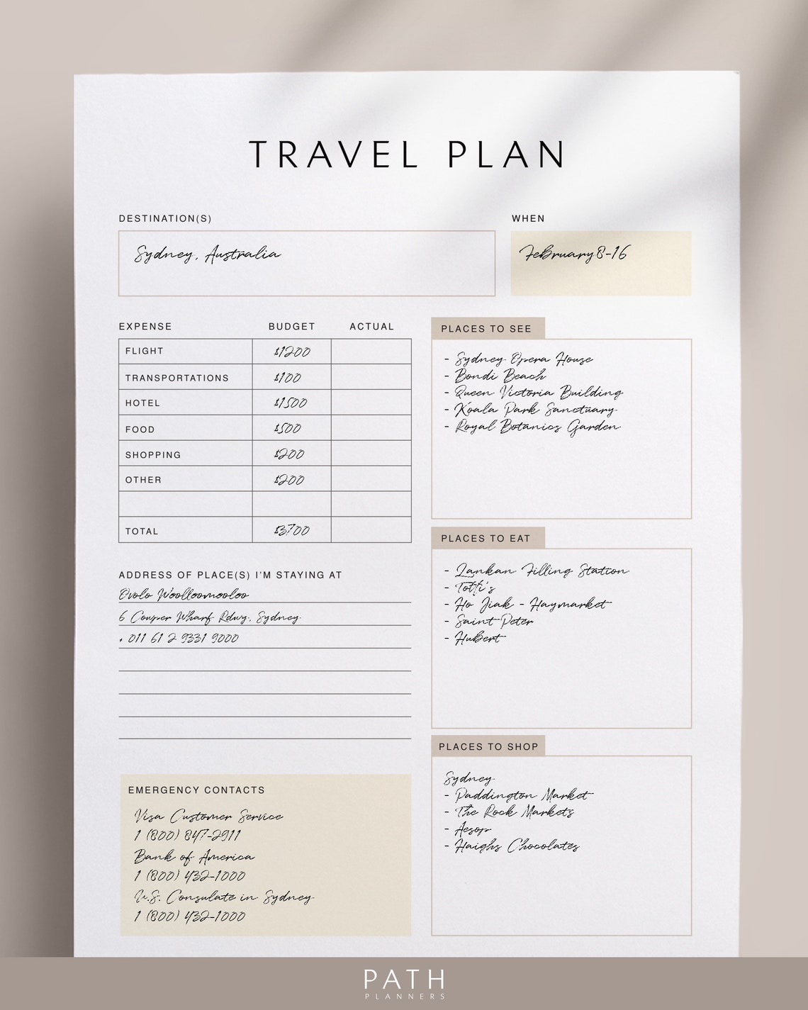 Travel Planner, Printable, Instant Download, A4, A5, US Letter - Etsy