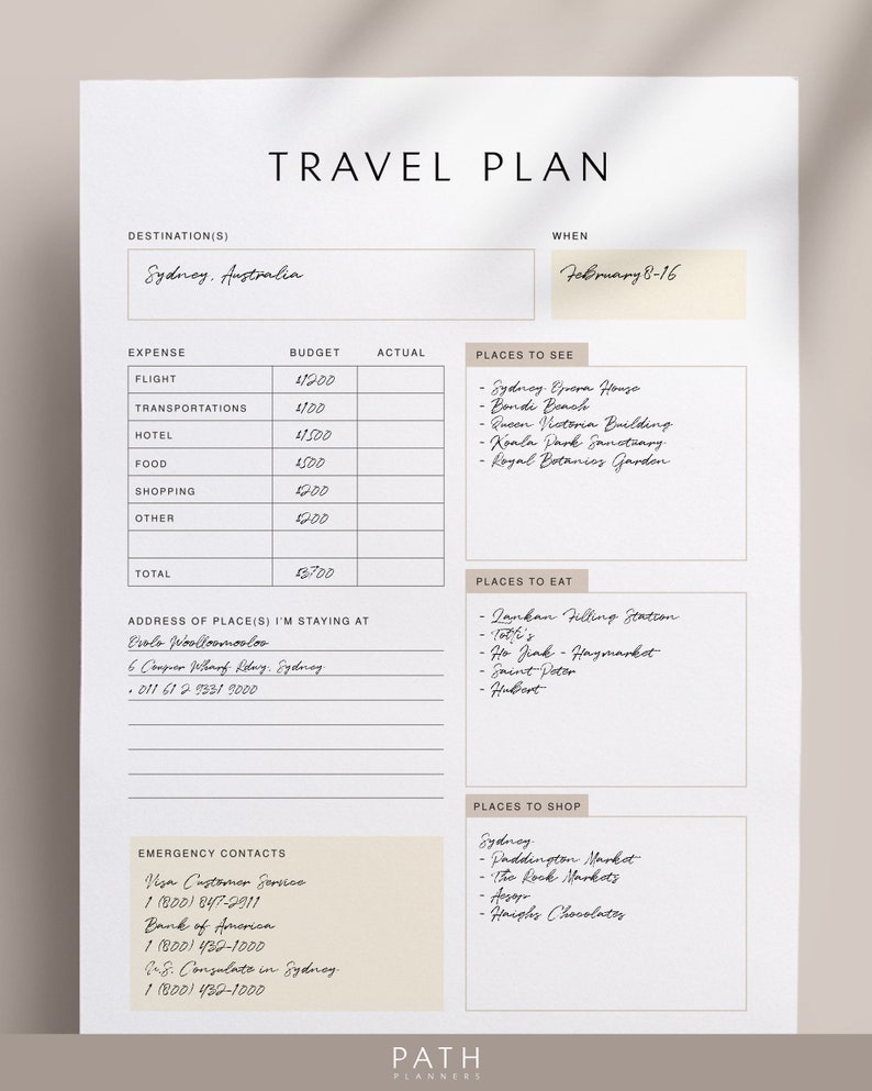 Travel Planner, Printable, Instant Download, A4, A5, US Letter - Etsy