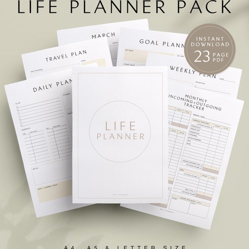 Life Planner Pack Printable Instant Donwnload A4 A5 US - Etsy
