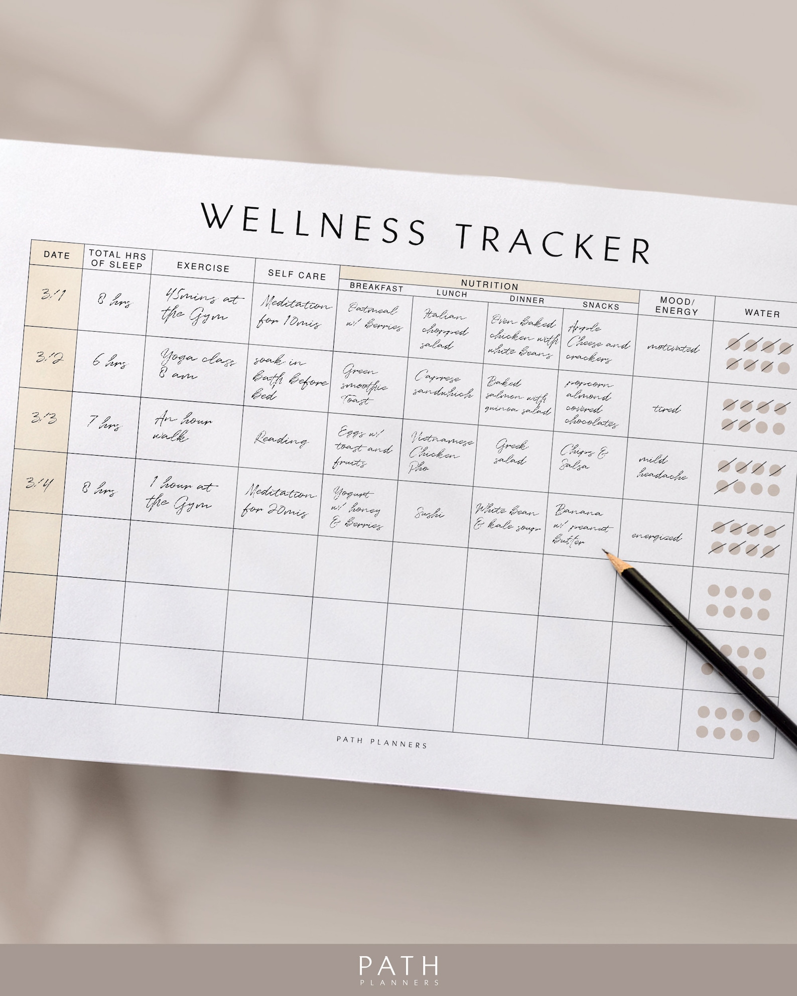 Wellness Tracker, Planner, Printable, Instant Download, A4, A5, US ...