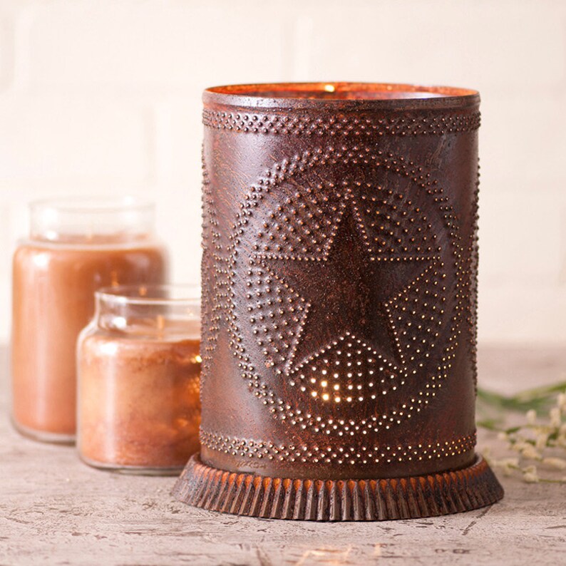 Primitive Farmhouse Candle Warmer With Regular Rustic Punched Etsy