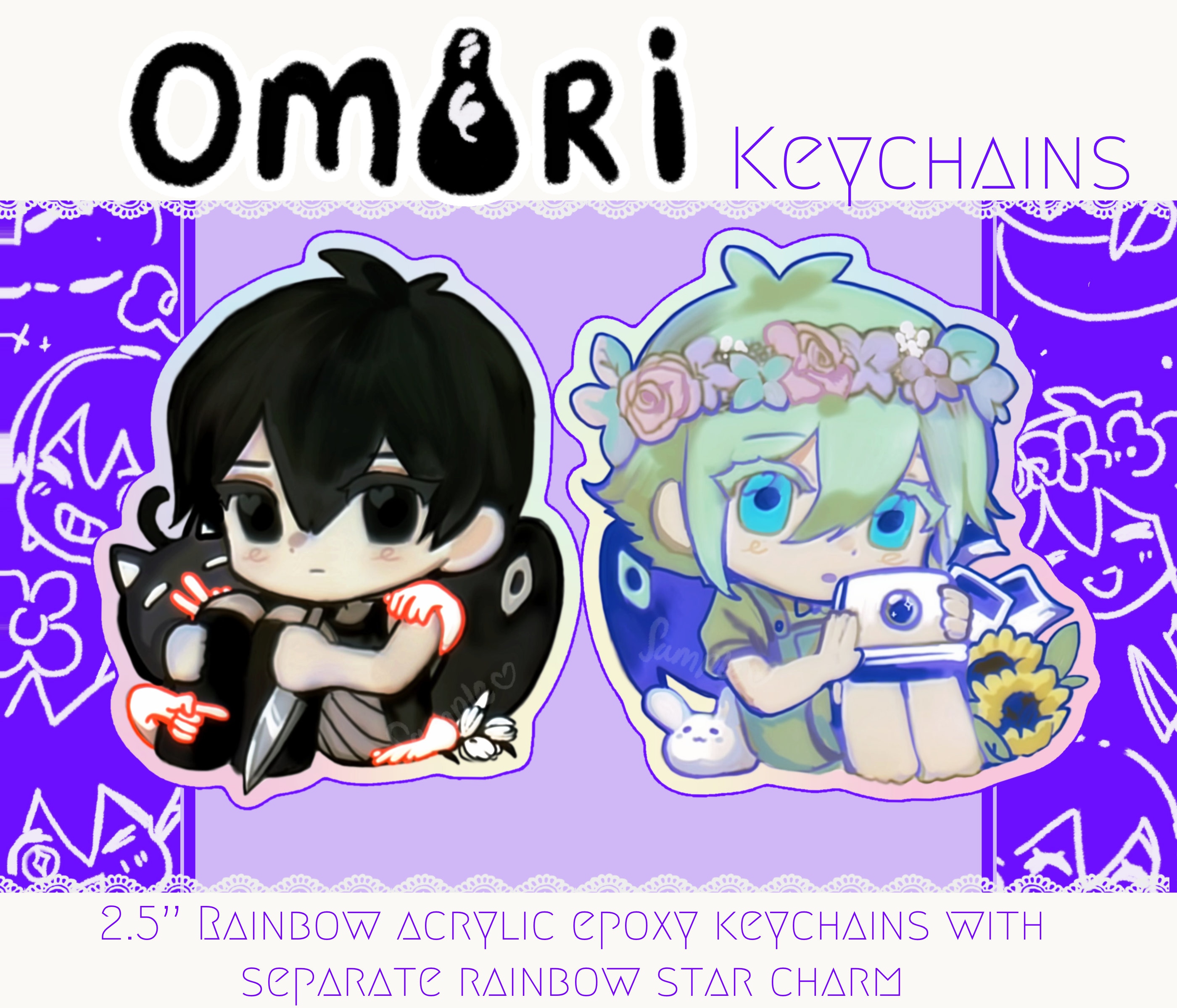 Omori and Basil Dream Form Amigurumi Plush Keychain Inspired 