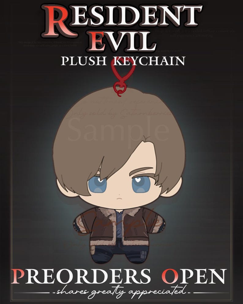 PRE-ORDER Leon inspired Plush keychain | 10cm | red heart clasp | Fan made image 1
