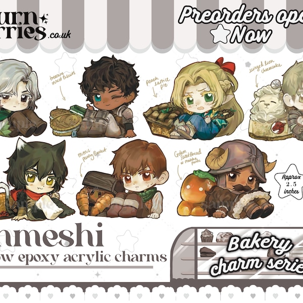 DUNMESHI Delicious in Dungeon Bakery charms | Rainbow epoxy acrylic | 2.5'' | PREORDER