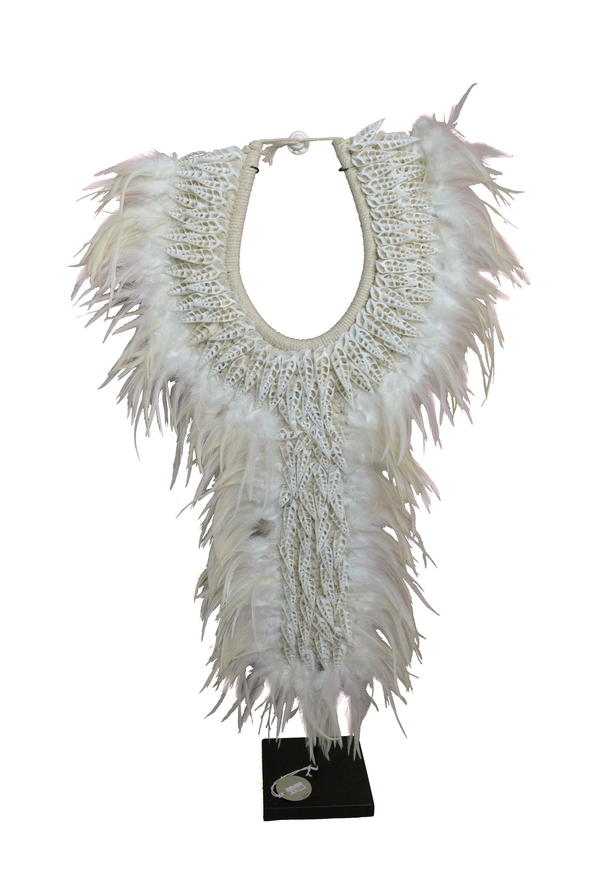 Grand Collier Papou Plume Blanche Xl