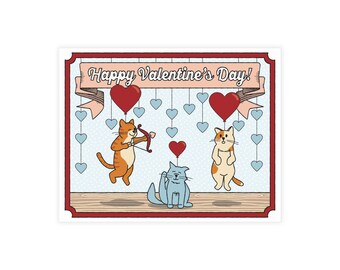 Funny Cats Valentine's Postcards, Cat Lover Stationery Set