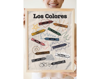 Spanish Colors Poster: Los Colores, Educational Nursery Decor