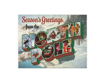 North Pole Postcard Set, Holiday Greetings, Festive Winter Wonderland