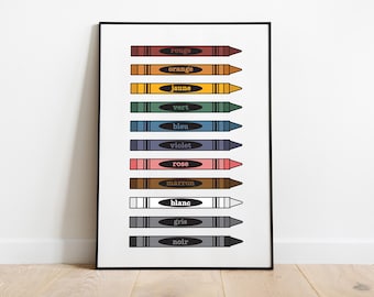 French Colors Poster: Vocabulary Learning Print (Digital Download)