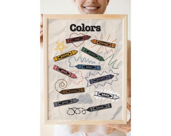 English Color Words Poster: Educational Wall Art for Kids