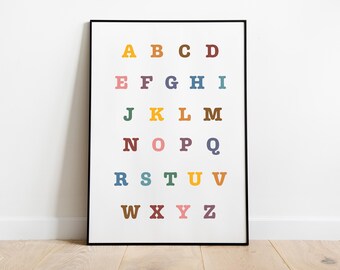 Alphabet Printable Poster - Classroom Wall Art - Homeschool Decor - Educational Kids Print - Colorful Playroom Design