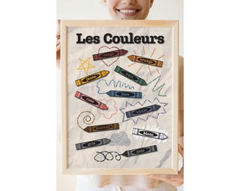 French Color Words Poster: Educational Nursery Classroom Decor
