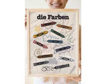 German Color Words Poster: Educational Nursery Classroom Art