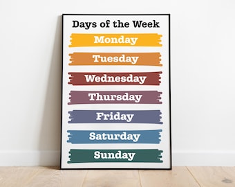Days of the Week Printable Poster: Colorful Classroom Decor (Digital Download)