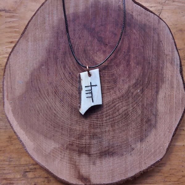 Antler pendant with Ogham "Adh" (Luck in Gaelic)