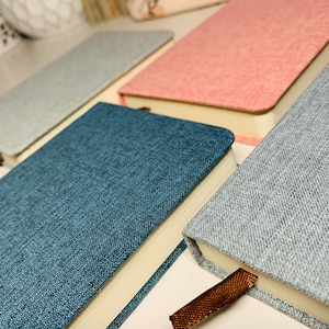 Cuaderno de lino suave 4x6, diario de cuaderno de cubierta de tela de tapa dura, diario, papelería, papel en blanco y rayado, bloc de notas de cuatro colores, tamaño de viaje