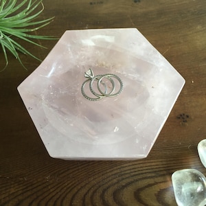 4.5 Inch Rose Quartz Bowl, Ring Dish, Decorative Bowl, Natural Stone Decor