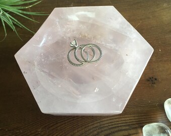 4.5 Inch Rose Quartz Bowl, Ring Dish, Decorative Bowl, Natural Stone Decor