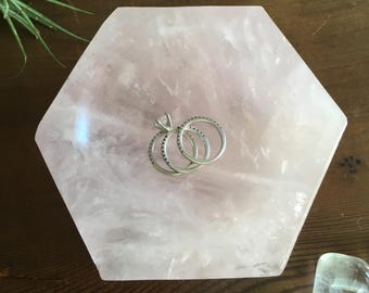 4.5 Inch Rose Quartz Bowl, Ring Dish, Heavy, Decorative Bowl, Natural Stone Decor