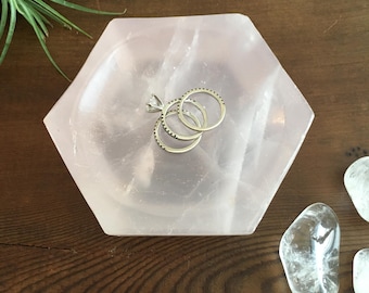 4 Inch Rose Quartz Bowl, Ring Dish, Decorative Bowl, Natural Stone Decor