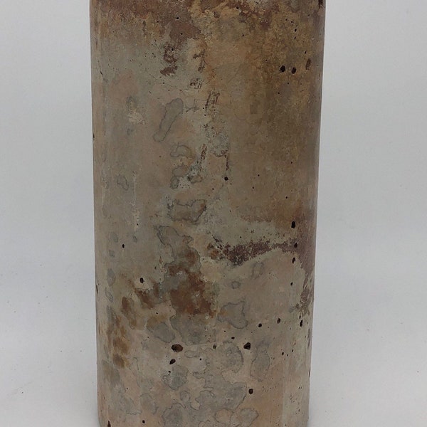 Ultimate minimalist concrete art/Contemporary tabletop concrete sculpture/Contemporary doorstop art/Earth stained concrete cylinder