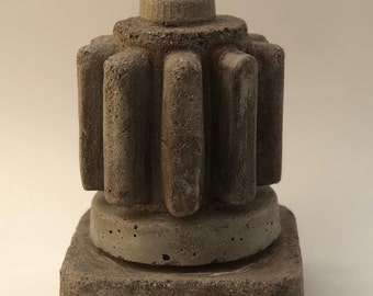 Architectural concrete totem/Sedona totem statue/Minimalist concrete sculpture/Contemporary home decor/MCM home decor/Steampunk/Gear