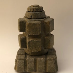 Steampunk architectural concrete art/Minimalist tabletop concrete sculpture/Cubist concrete tabletop sculpture/Sedona art gift/Tank
