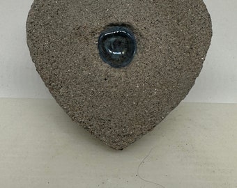 Valentine's Day Gift/Sedona Concrete Heart/Concrete and Copper and Glass/Sedona Heart Gift/Tabletop Heart Gift/The Light in Your Heart /Gray