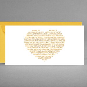 Biglietto d'auguri bianco AUGURI COME UN CUORE in giallo per compleanni, festa della mamma, San Valentino, matrimoni con busta gialla solare + biglietto omaggio