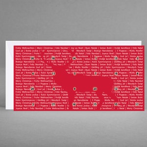 Nieuw - Adventskalender/kerstkaart rendier rood DIN lang INSPIRATIEF & EDEL met wijsheid + quotes inclusief envelop in wit + gratis kaart
