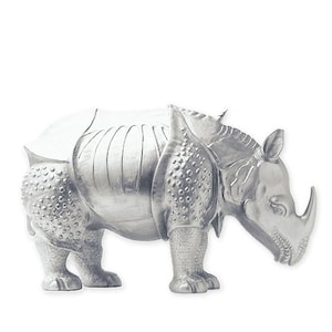 IN SILBER: Rhinozeros »Metapheros« nach Albrecht Dürer Design Daniel Eltner stilvolles und dekoratives Kunstobjekt Kunststoff + Gratis-Karte