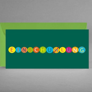 Tarjeta de felicitación, vale, invitación al colegio KUNTERBUNT pizarra verde con letras + faltas de ortografía incluido sobre + tarjeta gratis