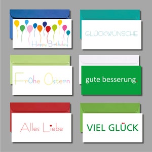 Set van 6 wenskaarten - CREATIVE &SPECIAL met verschillende lay-outs voor verjaardag, herstel, felicitaties incl. enveloppen plus + gratis kaart