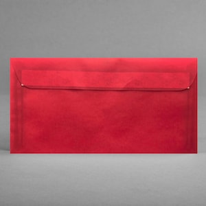 Conjunto de 5 envelopes em vermelho-transparente ORIGINAL & SPECIAL para cartões comemorativos, fotos DIN longo, C6, sem janela de visualização, autoadesivo + cartão grátis