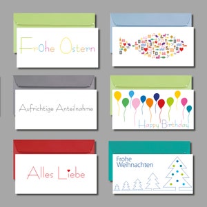 Set di 6 biglietti di auguri - CREATIVI & DIVERSI per varie occasioni come Natale, Pasqua, San Valentino, Festa della mamma con buste + biglietto gratuito