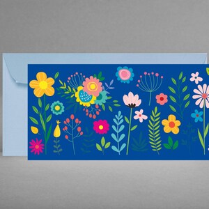 Bloemenwenskaart als felicitatie, waardebon, uitnodigingskaart UNIVERSAL & FLORAL voor vrienden, familie inclusief envelop in roze + gratis kaart