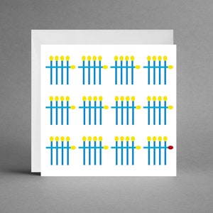 60. Geburtstag: Glückwunsch-, Gutschein-, Einladungskarte "60 Streichhölzer" für 60 Jahre" inkl. Kuvert weiß-transparent + Gratis-Karte