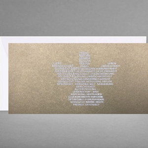 Cartolina di Natale dorata ANGELO nobile, glamour con tanti auguri ESCLUSIVO biglietto pieghevole di NATALE con busta in fiore bianco + biglietto gratuito
