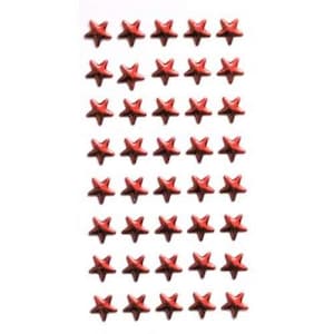 40 AUTOCOLLANTS RED STAR métallique brillant, très haute qualité & Christmassy pour décorer des cartes de Noël, des boîtes cadeaux + carte gratuite