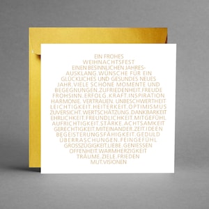 Kerstkaart witgoud "Kerstboombal" EXCLUSIEF & ELEGANT vierkant met wensen in lak inclusief gouden envelop + gratis kaart
