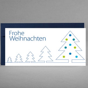 Cartolina di Natale bianca "Buon Natale" ALBERI DI NATALE INVERNALI E MODERNI + Albero di Natale nella neve comprensivo di buste + bigliettino omaggio