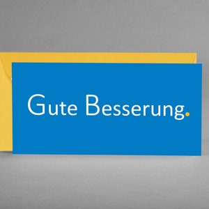 Genesungskarte "Gute Besserung" blau ZEITLOS & UNIVERSELL für Wünsche zur Genesung für privat + geschäftlich inkl. Kuvert + Gratis-Karte